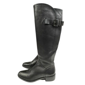 Arturo Chiang Darren Black Leather Knee High Zip Up Boots Size 8